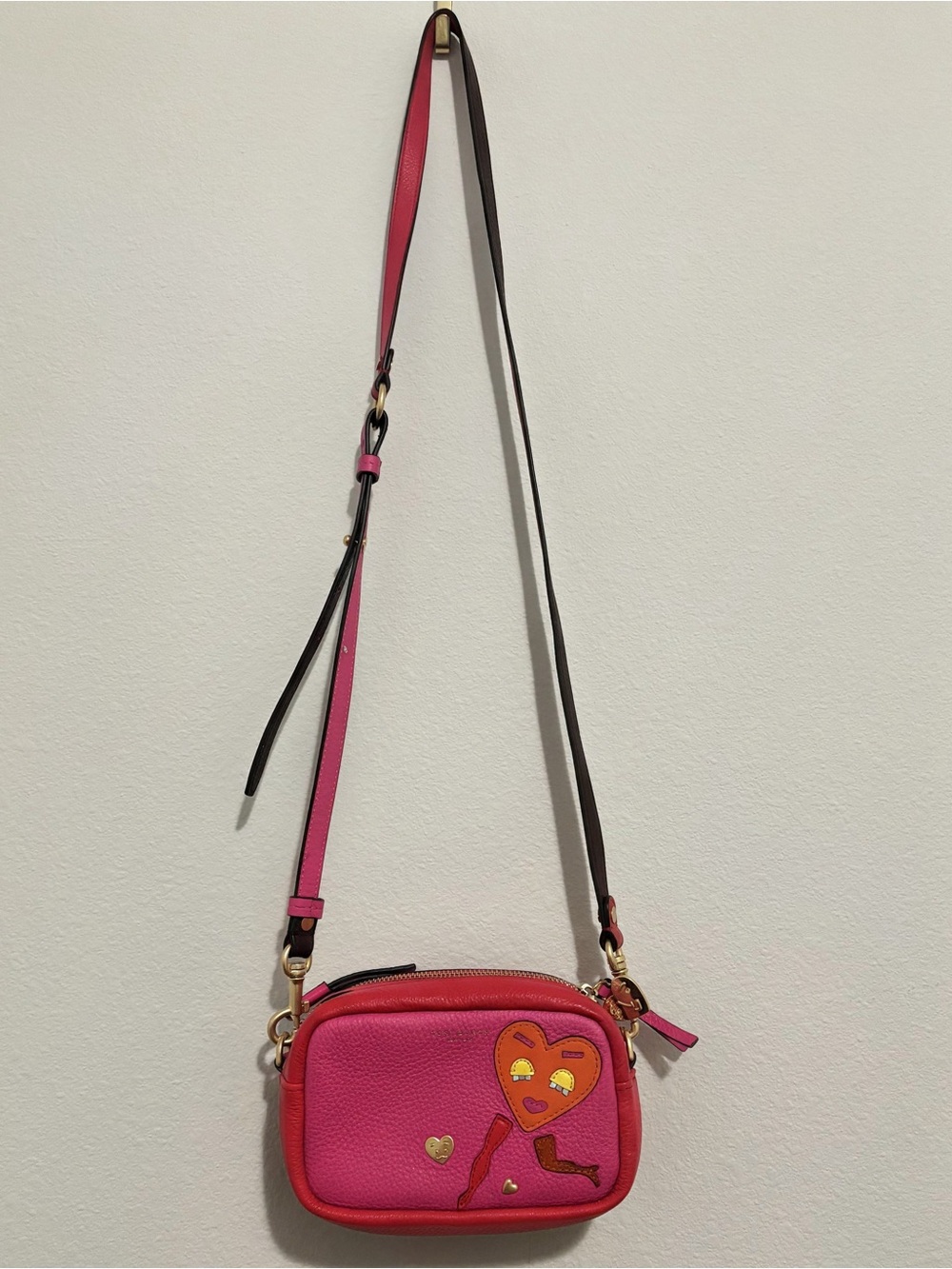 Tory Burch Perry Patchwork Hearts Camera Bag – Pink/Red – Used Good